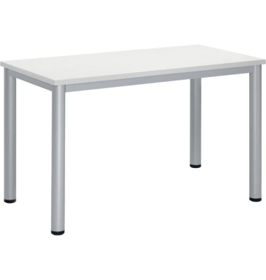 Schreibtisch BASE-MODUL Q, 72cm (H), 120x60cm (BxT), rechteckig, weiß / silber