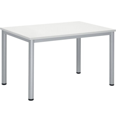 Schreibtisch BASE-MODUL Q, 72cm (H), 120x80cm (BxT), rechteckig, weiß / silber
