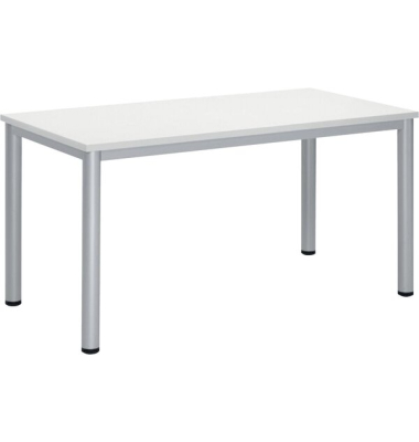Schreibtisch BASE-MODUL Q, 72cm (H), 140x70cm (BxT), rechteckig, weiß / silber