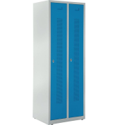 Garderobenspind, Drehriegelschloss, (H x B x T) 1700 x 590 x 500 mm, grau/blau
