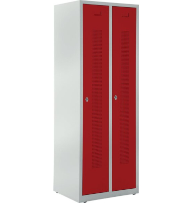 Garderobenspind, Drehriegelschloss, (H x B x T) 1700 x 590 x 500 mm, grau/rot