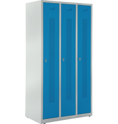 Garderobenspind, Drehriegelschloss, (H x B x T) 1700 x 870 x 500 mm, grau/blau