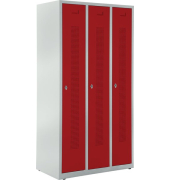 Garderobenspind, Drehriegelschloss, (H x B x T) 1700 x 870 x 500 mm, grau/rot