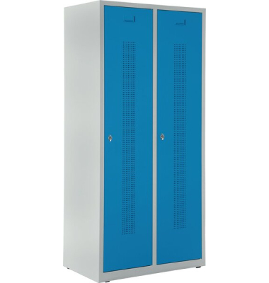 Garderobenspind, Drehriegelschloss, (H x B x T) 1700 x 800 x 500 mm, grau/blau