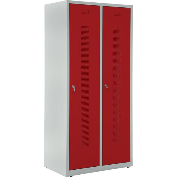 2050000140648 - Garderobenspind Zylinderschloss (H x B x T) 1700 x 800 x 500 mm grau rot 2050000140648 Deskin