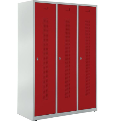 Garderobenspind, Drehriegelschloss, (H x B x T) 1700 x 1185 x 500 mm, grau/rot