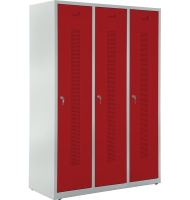 Garderobenspind, Zylinderschloss, (H x B x T) 1700 x 1185 x 500 mm, grau/rot