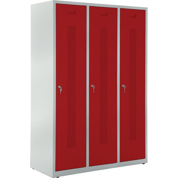 2050000140723 - Garderobenspind Zylinderschloss (H x B x T) 1700 x 1185 x 500 mm grau rot 2050000140723 Deskin