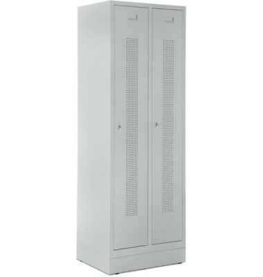 Garderobenspind, Sockel, Drehriegelschloss, (H x B x T) 1800 x 590 x 500 mm, grau/grau