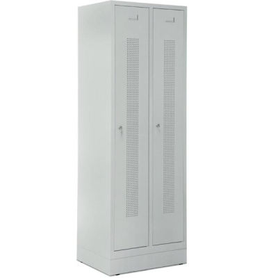 Garderobenspind, Sockel, Zylinderschloss, (H x B x T) 1800 x 590 x 500 mm, grau/grau