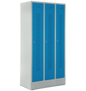 Garderobenspind, Sockel, Drehriegelschloss, (H x B x T) 1800 x 870 x 500 mm, grau/blau