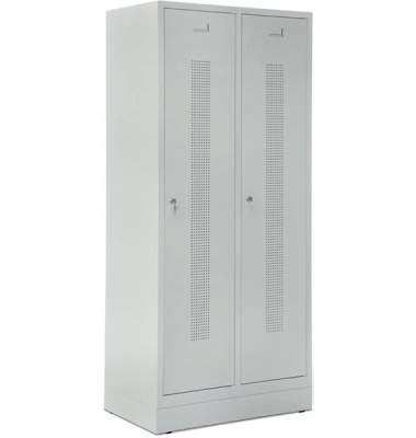 Garderobenspind, Sockel, Zylinderschloss, (H x B x T) 1800 x 800 x 500 mm, grau/grau