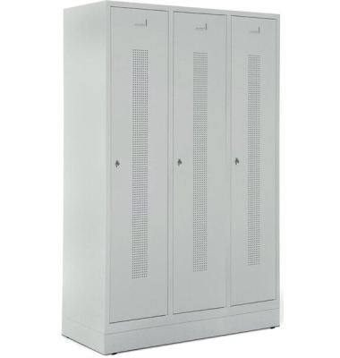 Garderobenspind, Sockel, Drehriegelschloss, (H x B x T) 1800 x 1185 x 500 mm, grau/grau