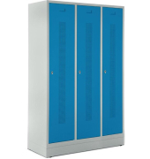Garderobenspind, Sockel, Drehriegelschloss, (H x B x T) 1800 x 1185 x 500 mm, grau/blau