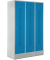 Garderobenspind, Sockel, Drehriegelschloss, (H x B x T) 1800 x 1185 x 500 mm, grau/blau