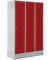 Garderobenspind, Sockel, Drehriegelschloss, (H x B x T) 1800 x 1185 x 500 mm, grau/rot