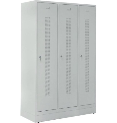 Garderobenspind, Sockel, Zylinderschloss, (H x B x T) 1800 x 1185 x 500 mm, grau/grau