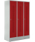 Garderobenspind, Sockel, Zylinderschloss, (H x B x T) 1800 x 1185 x 500 mm, grau/rot
