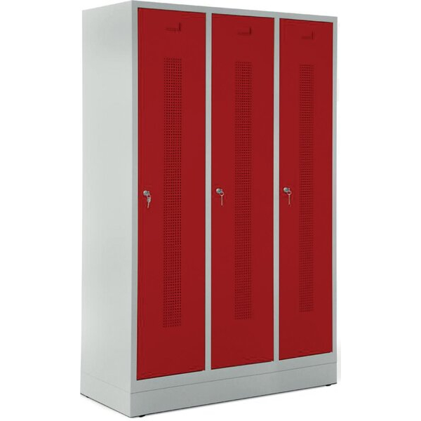 4255704330236 - Garderobenspind Sockel Zylinderschloss (H x B x T) 1800 x 1185 x 500 mm grau rot 4255704330236 Deskin