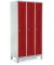 Garderobenspind, Füße, Zylinderschloss, (H x B x T) 1800 x 870 x 500 mm, grau/rot