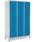 Garderobenspind, Füße, Drehriegelschloss, (H x B x T) 1800 x 1185 x 500 mm, grau/blau