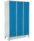 Garderobenspind, Füße, Zylinderschloss, (H x B x T) 1800 x 1185 x 500 mm, grau/blau
