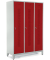 Garderobenspind, Füße, Zylinderschloss, (H x B x T) 1800 x 1185 x 500 mm, grau/rot