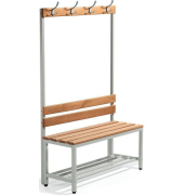 Garderobenbank, Stahlgestell, Buchenholzleisten, (H x B x T) 1850 x 1000 x 395 mm, grau/buche