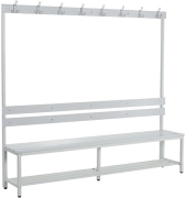 Garderobenbank, Stahlgestell, Kunststoffleisten, (H x B x T) 1850 x 2000 x 395 mm, grau/grau