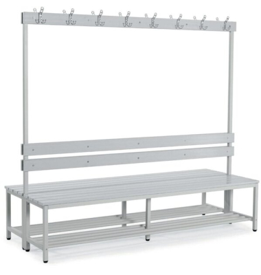Garderobenbank, Stahlgestell, Kunststoffleisten, (H x B x T) 1850 x 2000 x 760 mm, grau/grau