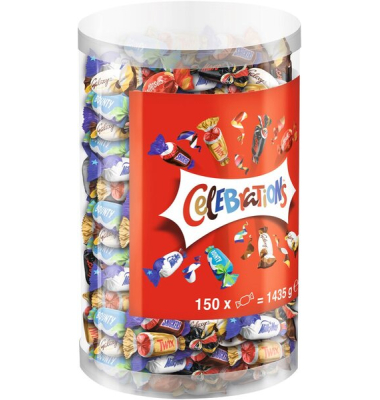 Miniatures Mix Celebrations Box 1,435kg, Snickers,Mars,Bounty,Twix
