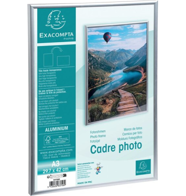 Aluminium-Fotorahmen, DIN A3, kristall, zum Aufhängen oder zur Wandbefestigung, horizontal oder vertikal