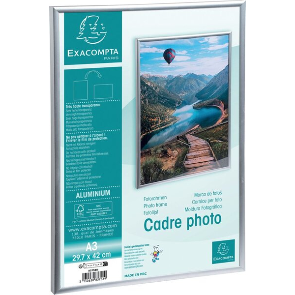 3130630837589 - Aluminium-Fotorahmen DIN A3 kristall zum Aufhängen oder zur Wandbefestigung horizontal oder vertikal 3130630837589 Exacompta 3130630837589 - Aluminium-Fotorahmen DIN A3 kristall zum Aufhängen oder zur Wandbefestigung horizontal oder vertikal 3130630837589 Exacompta