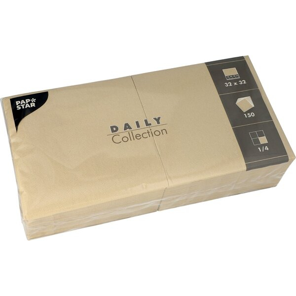 4002911529591 - Servietten DAILY Collection 1 4-Falz Zellstoff FSC-zertifiziert B 320 x H 320 mm sand 150 Stück