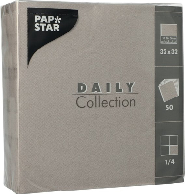 Servietten 89634, grau / Uni, 3-lagig, 32x32cm