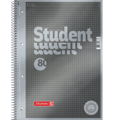 Collegeblock 1067145 Premium, kariert / kariert, A4, 90g, anthrazitgrau, 80 Blatt