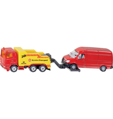 Abschleppwagen mit PKW aus Metall und Kunststoff
