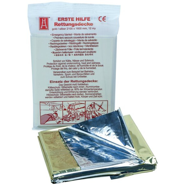 Erste-Hilfe Rettungsdecke goldsilber 12 my 4007418942713 Un