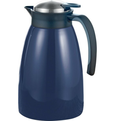 Isolierkanne GLACE, 1,5 Liter, doppelwandig, Einhandbedienung, dunkelblau