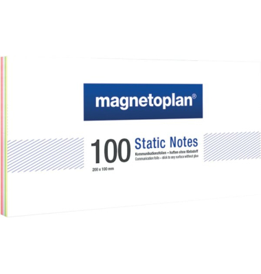 Notes Static, 200 x 100 mm, haftend durch statische Aufladung, sortiert in weiß, gelb, grün rosa, orange