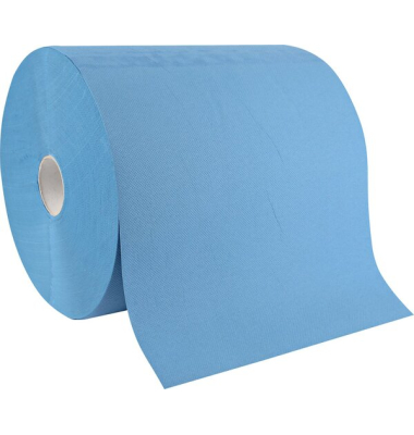 Putzpapiere, 3-lagig, Recyclingpapier, 38 x 35 cm, 500 Blatt/Rolle, blau, 2 Rollen á 500 Blatt