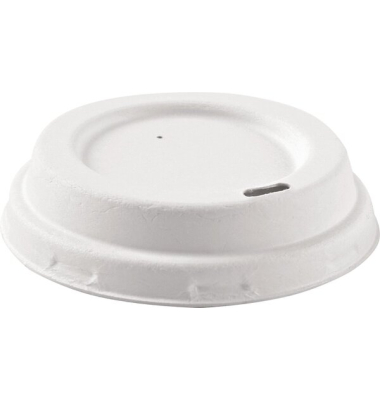 Bio Deckel für Trinkbecher, Zuckerrohr, Ø 80 mm, weiß