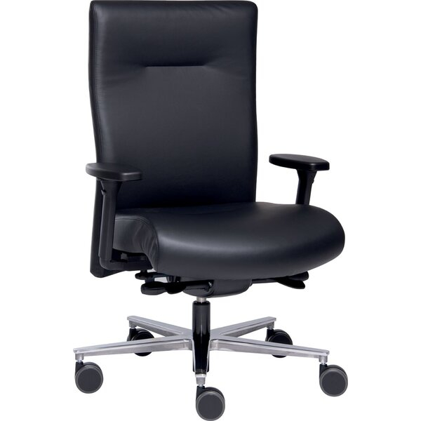4016058224844 - Bürodrehstuhl Sumo ohne Kopfstütze mit Armlehne Nutzgewicht bis max 180 kg wird zerlegt geliefert Leder schwarz 4016058224