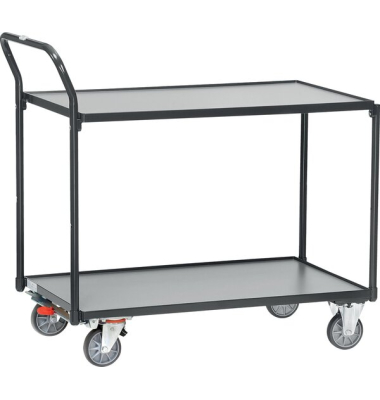 Tischwagen 2740, Ladefläche: 850 x 500 mm, 2 Böden, Schraubkonstruktion, Lenkrollen, anthrazitgrau