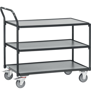 Tischwagen 2750, Ladefläche: 850 x 500 mm, 2 Böden, Schraubkonstruktion, Lenkrollen, anthrazitgrau