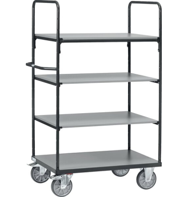 Etagenwagen 8303, Ladefläche: 1200 x 800 mm, 4 Einlegeböden, mit Lenkrollen, anthrazitgrau