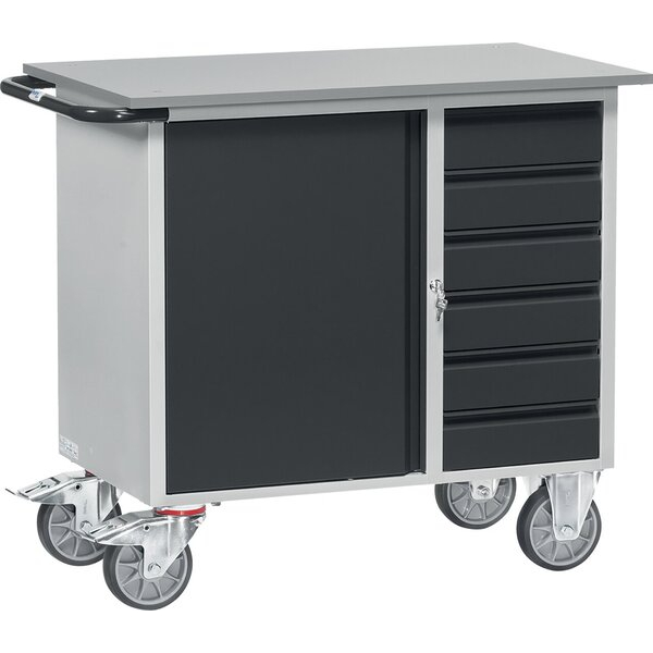 4017976424507 - Werkstattwagen 2450 1 Schrank 6 Schubladen Stahlblech anthrazitgrau 4017976424507 fetra 4017976424507 - Werkstattwagen 2450 1 Schrank 6 Schubladen Stahlblech anthrazitgrau 4017976424507 fetra