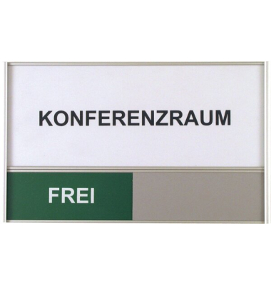 Türschild Raumbelegung, Konferenzraum, Anzeiger Frei/Besetzt in rot/grün, Schiebeschild, silber