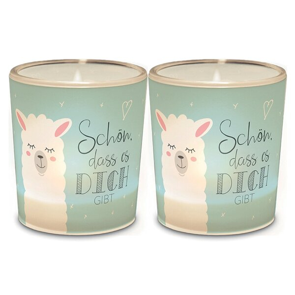 4027268257355 - Teelicht mit Grußfeld für persönliche Nachricht Motiv Lama 4027268257355 LA VIDA