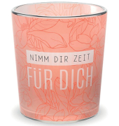 Teelicht, mit Grußfeld für persönliche Nachricht, Motiv Blüte